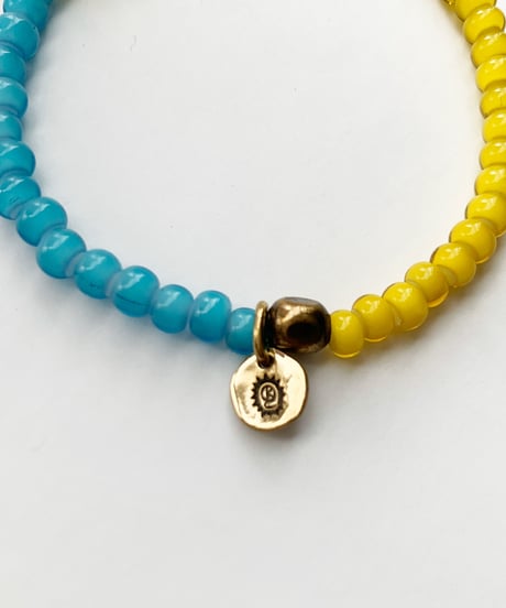 Glass Beads Bracelet by OK123! blue/yellow