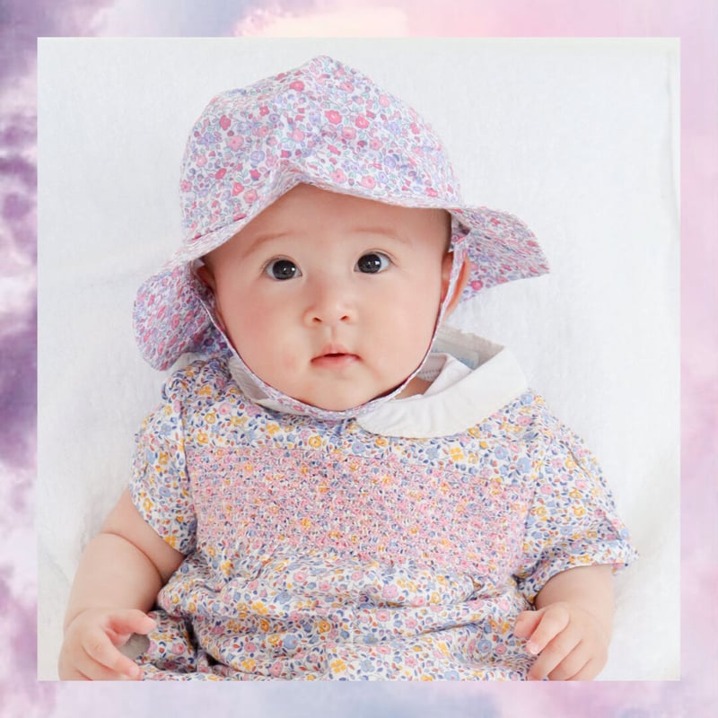 Jojo Maman Bebe】 GIRLS' DITSY PRETTY SUN HAT 花