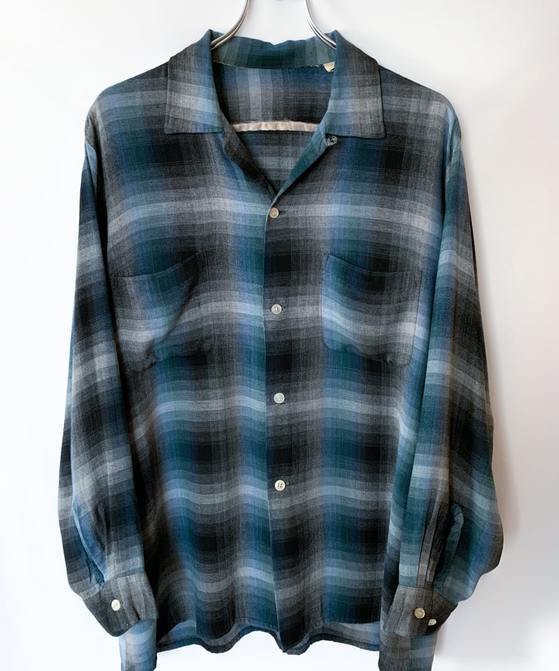 1960s ARROW CHEVELLA ombre check rayon shirt |