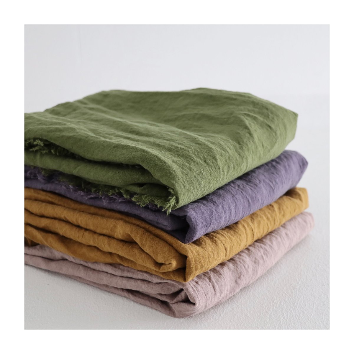 ❁ハンドメイドになります❁ 大判　アップリケベルギーリネンストール Belgium linen stole pink ／ 洗い込んでエイジング加工を施した