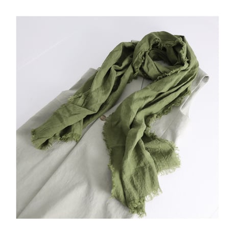 Belgium linen stole  green ／ 洗い込んでエイジング加工を施したベルギーリネンストール　グリーン