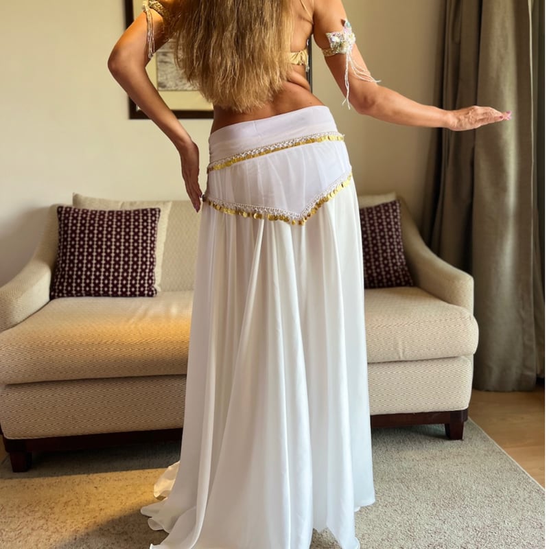 ベリーダンスヒップスカーフ【Goddess White Gold】 | Le NouR（リヌー