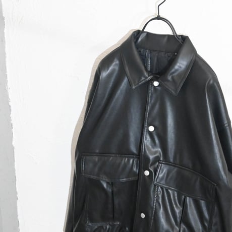 PU裾シャーリングトラッカージャケット
