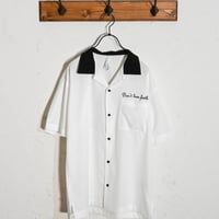ポリエステルストレッチ バックプリントオープンカラーシャツ