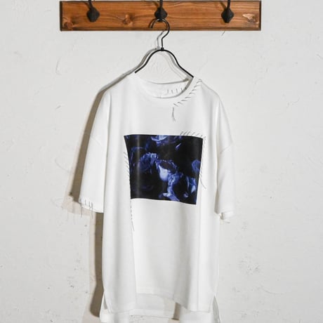 ダンボールニット ハンドステッチルーズクルー プリントTシャツ
