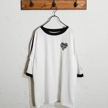 16/TC 天竺袖ライン 刺繍Tシャツ(ハートLOGO、Marseille）