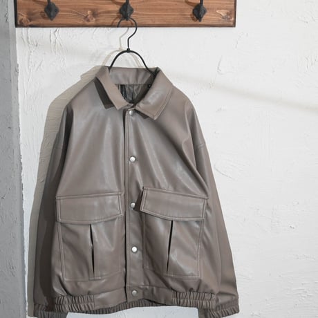 PU裾シャーリングトラッカージャケット