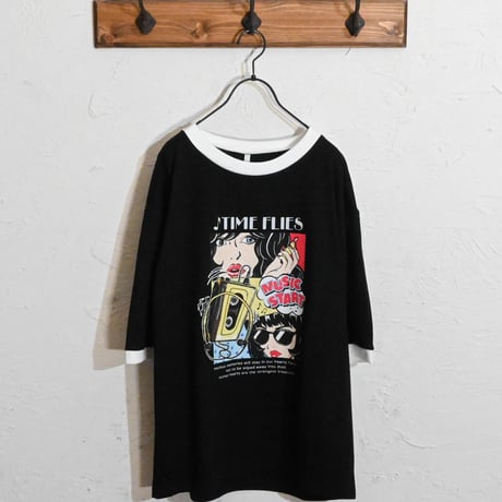 16/TC 天竺リンガープリントTシャツ(LUCK OUT、TIME FLIES)