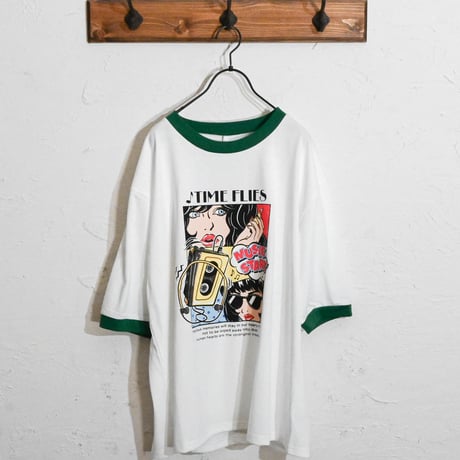 16/TC 天竺リンガープリントTシャツ(LUCK OUT、TIME FLIES)