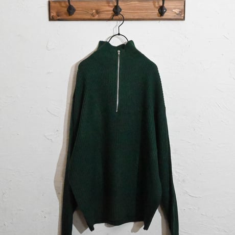 アクリルバルキー畦編みハーフZIPニット