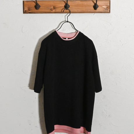 ダンボールニット フェイクレイヤードクルーTシャツ