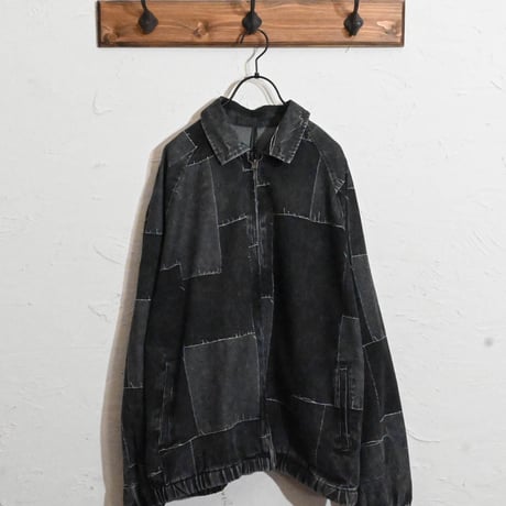パッチワーク風 デニム ケミカル加工 ドリズラージャケット
