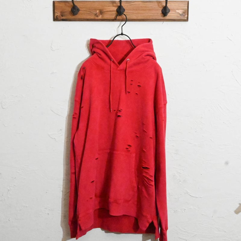 裏毛 硫化染めダメージ加工プルパーカー | Anytime Songs