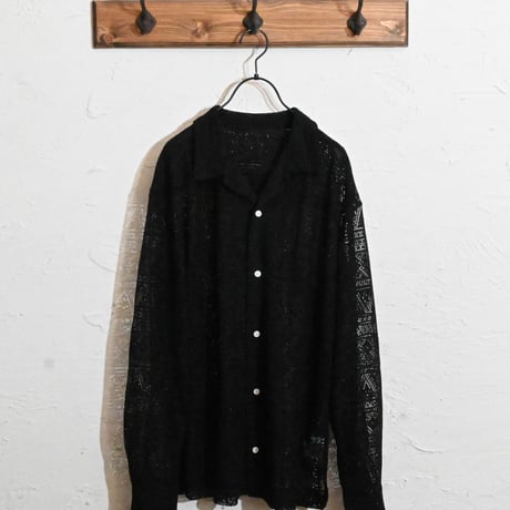 モノトーンレース オープンカラーシャツL/S