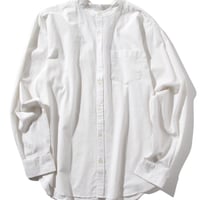綿麻ストレッチ バンドカラーシャツ