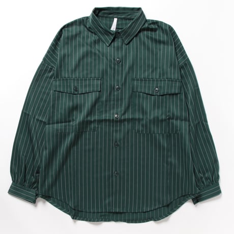ストライプ バルーンスリープ CPOシャツ