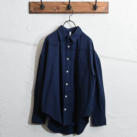 綿麻ストレッチ ドロップショルダーシャツ