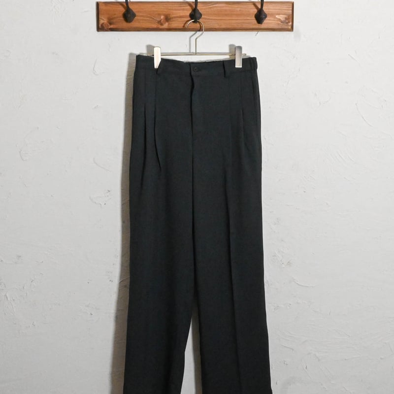 Wdoubleポリエステルパンツ黒　ovy 24SS 商品】ポリエステル／レーヨン二重織ワイドパンツ – DUAL VIEW