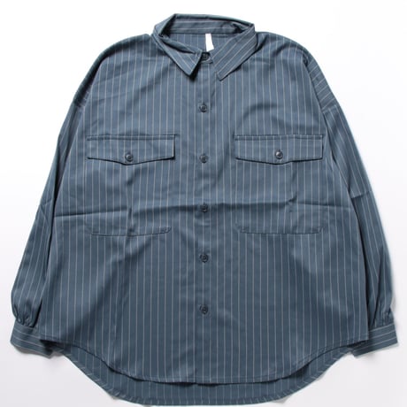 ストライプ バルーンスリープ CPOシャツ