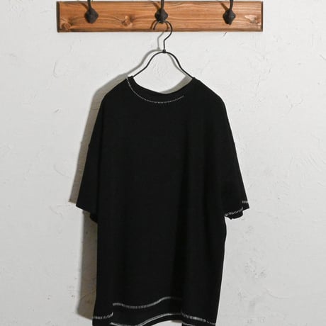 ダンボールニット ステッチング ルーズクルーTシャツ