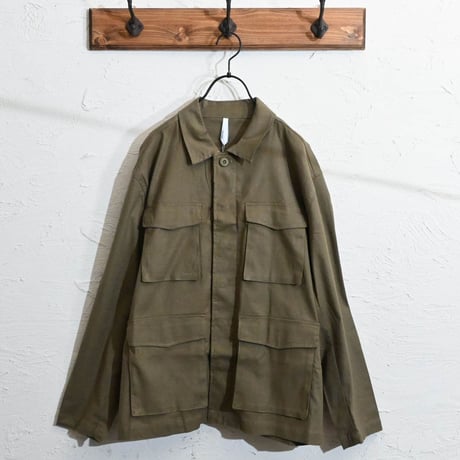 綿麻ストレッチ ミリタリーシャツジャケット