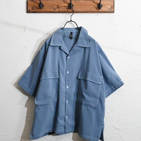 ポリ無地 ビッグステッチングシャツ