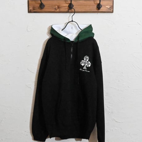 TC 裏毛 フード配色ハーフZIPパーカー