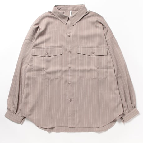 ストライプ バルーンスリープ CPOシャツ