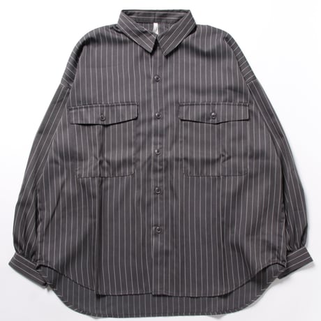 ストライプ バルーンスリープ CPOシャツ