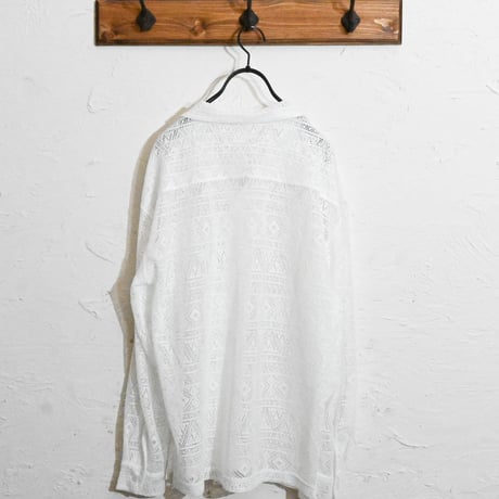 モノトーンレース オープンカラーシャツL/S