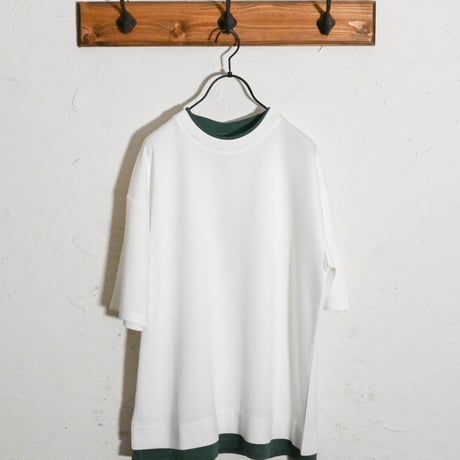 ダンボールニット フェイクレイヤードクルーTシャツ