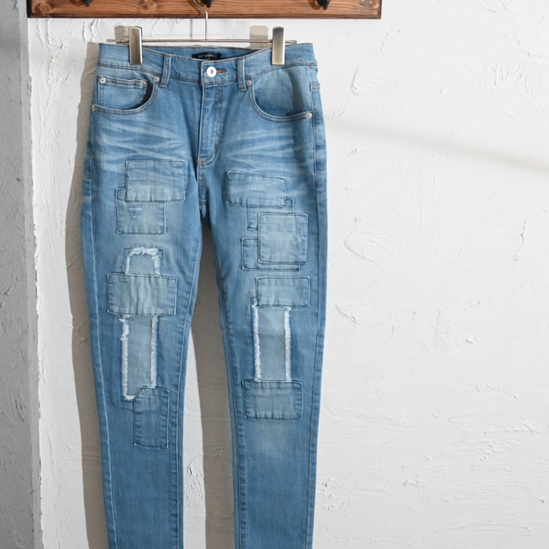 パッチワークダメージストレートデニム パッチワークジーンズ[D1687] - MUSHMANS ONLINE SHOP | アメカジ通販