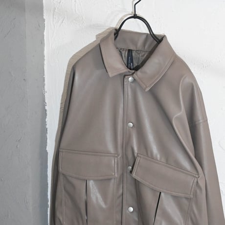 PU裾シャーリングトラッカージャケット