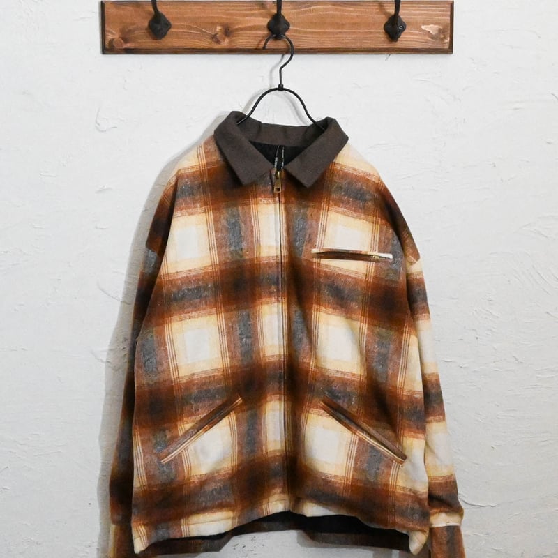 オンブレチェック襟コーデュロイZIPブルゾン | Anytime Songs