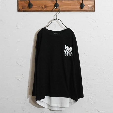 9分袖フェイクレイヤード BIGロングTシャツ