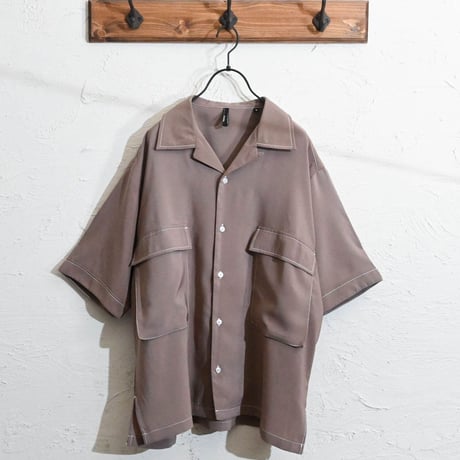 ポリ無地 ビッグステッチングシャツ