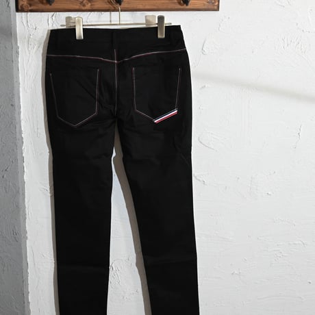 サテンストレッチ トリコステッチパンツ