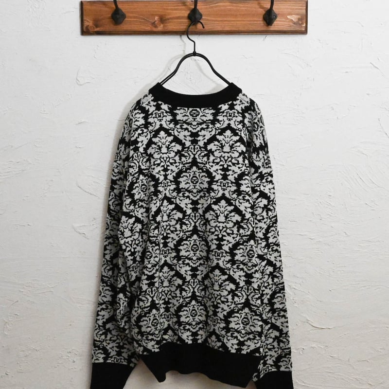 ダマスク柄ジャガードクルーネックニット | Anytime Songs