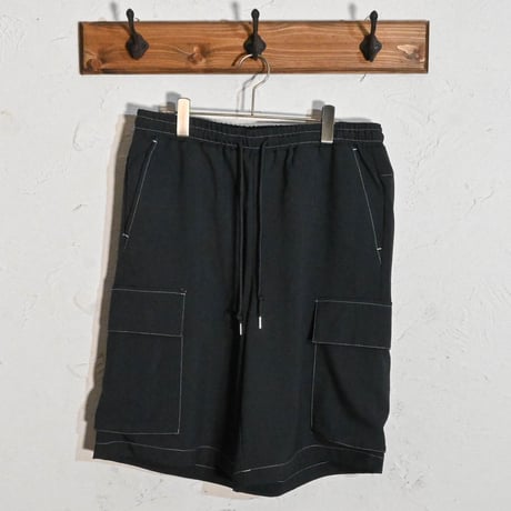 ポリエステル 配色ステッチショートカーゴパンツ