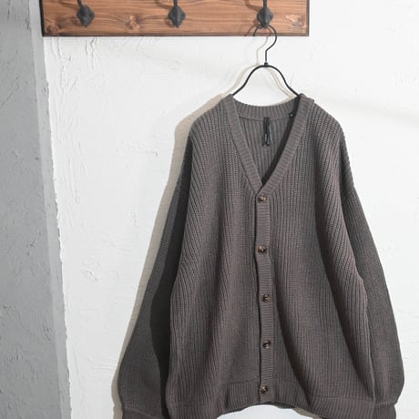 アクリルバルキーニット 畔バルーンスリーブ カーディガン
