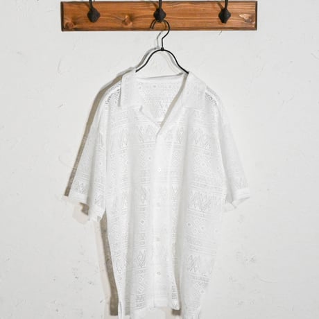 モノトーンレース オープンカラーシャツS/S