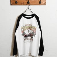 16/天竺ラグラン 切り替えプリント Tシャツ(CARBURETOR)