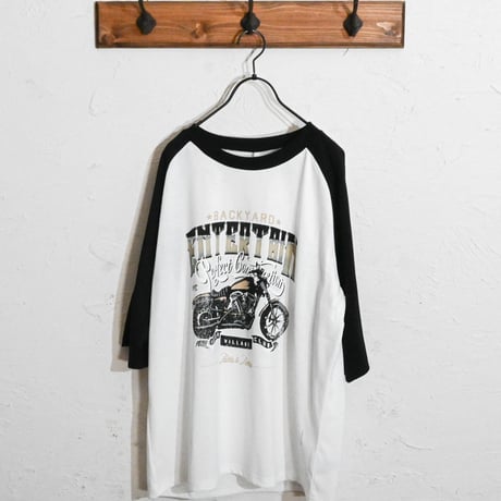 16/TC天竺 ラグランTシャツ(イーグル、モーターサイクル)