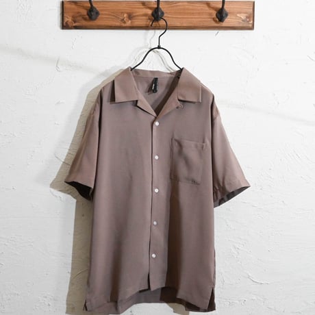 ポリ無地 オープンカラーシャツS/S