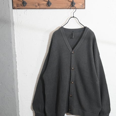 アクリルバルキーニット 畔バルーンスリーブ カーディガン