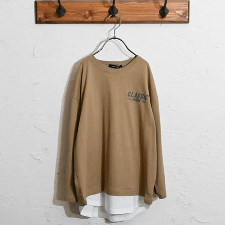 9分袖フェイクレイヤード BIGロングTシャツ