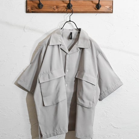 ポリ無地 ビッグステッチングシャツ