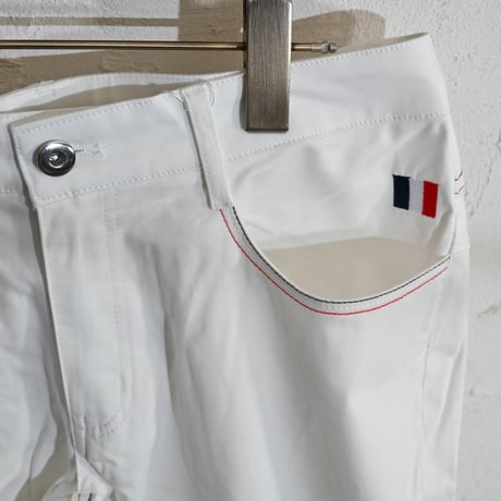 サテンストレッチ トリコステッチパンツ