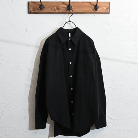 綿麻ストレッチ ドロップショルダーシャツ