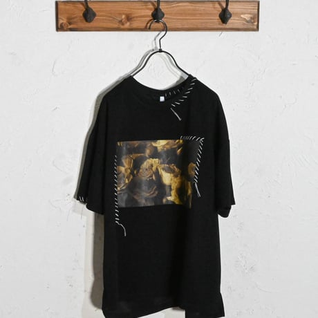 ダンボールニット ハンドステッチルーズクルー プリントTシャツ